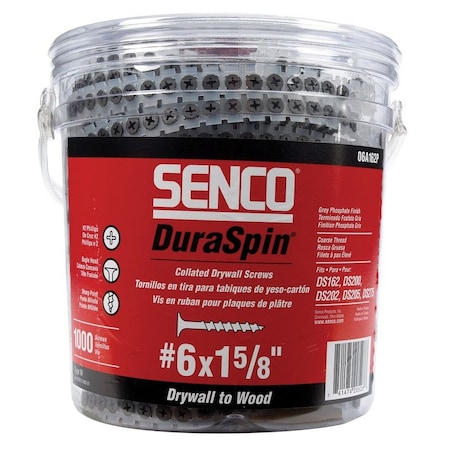 Senco Drywall Screw, #6 x 1-5/8 in, Phillips Drive 06A162P